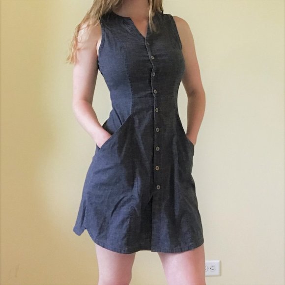 Prana Dresses & Skirts - Denim Shirt Dress w Pockets and Wood Buttons